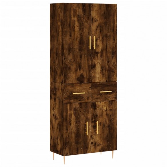 Buffet haut Chêne fumé 69,5x34x180 cm Bois d'ingénierie