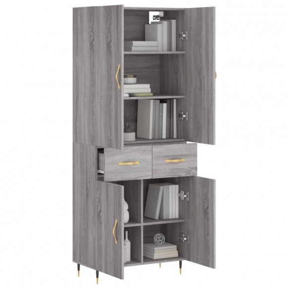 Buffet haut Sonoma gris 69,5x34x180 cm Bois d'ingénierie