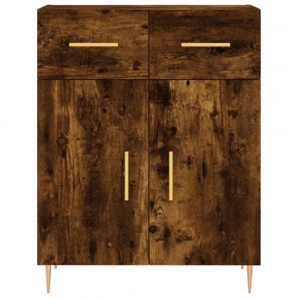 Buffet haut Chêne fumé 69,5x34x180 cm Bois d'ingénierie