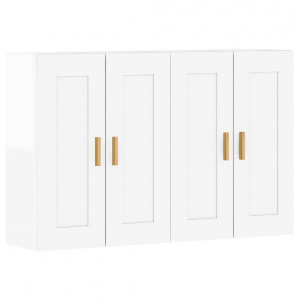 Armoires murales 2 pcs blanc brillant bois d'ingénierie