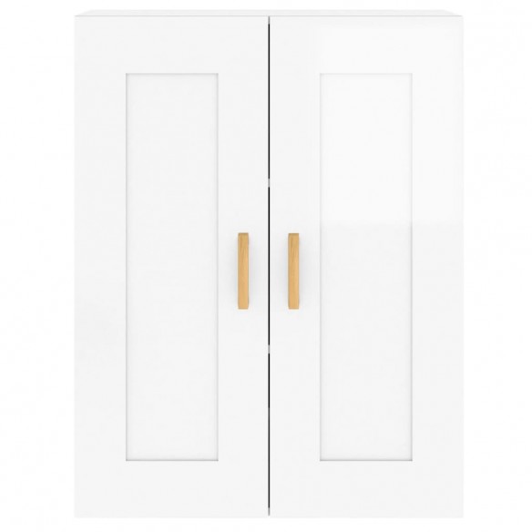 Armoires murales 2 pcs blanc brillant bois d'ingénierie