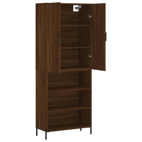 Buffet haut Chêne marron 69,5x34x180 cm Bois d'ingénierie