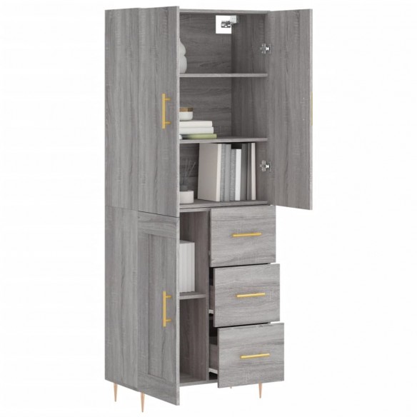 Buffet haut Sonoma gris 69,5x34x180 cm Bois d'ingénierie