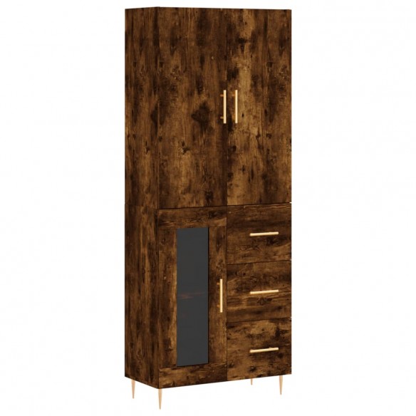 Buffet haut Chêne fumé 69,5x34x180 cm Bois d'ingénierie