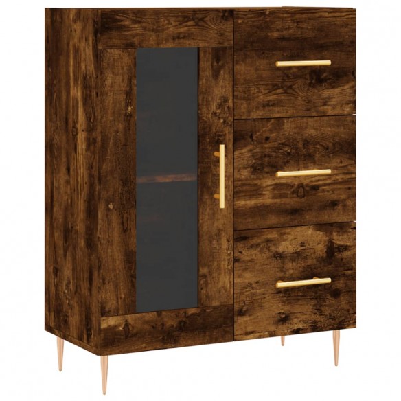 Buffet haut Chêne fumé 69,5x34x180 cm Bois d'ingénierie