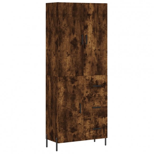 Buffet haut Chêne fumé 69,5x34x180 cm Bois d'ingénierie