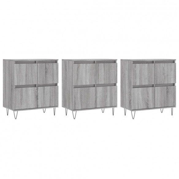 Buffets 3 pcs Sonoma gris Bois d'ingénierie