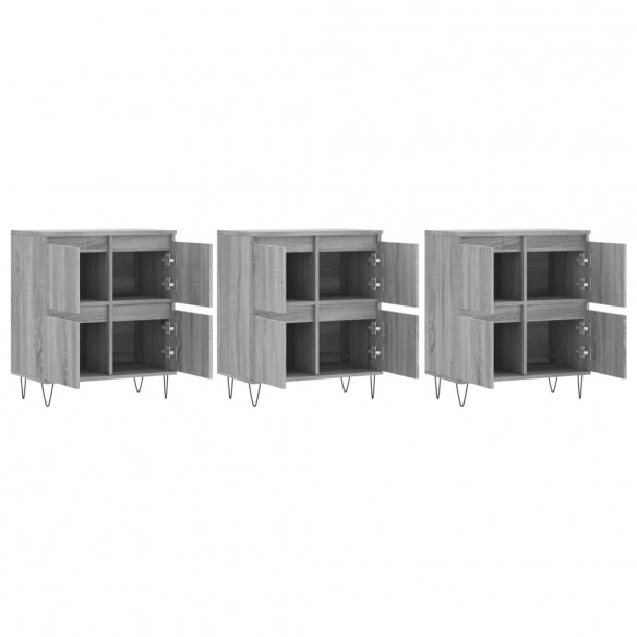 Buffets 3 pcs Sonoma gris Bois d'ingénierie