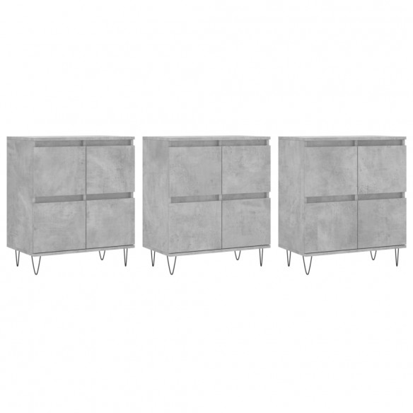 Buffets 3 pcs gris béton bois d'ingénierie