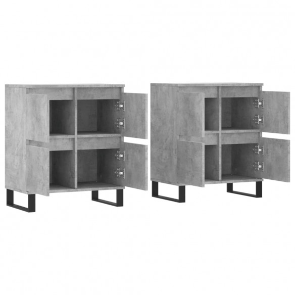 Buffets 2 pcs gris béton bois d'ingénierie