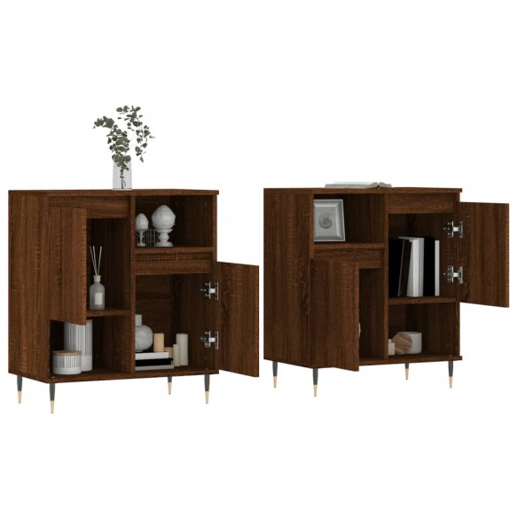 Buffets 2 pcs chêne marron bois d'ingénierie