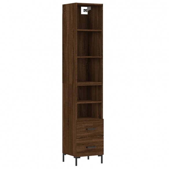 Buffet haut Chêne marron 34,5x34x180 cm Bois d'ingénierie