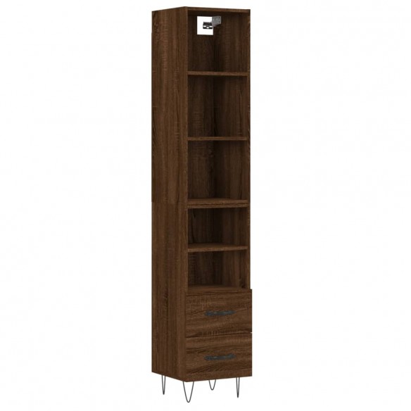 Buffet haut Chêne marron 34,5x34x180 cm Bois d'ingénierie