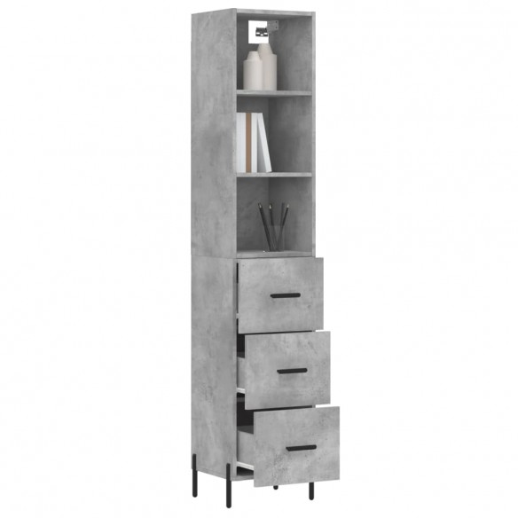 Buffet haut Gris béton 34,5x34x180 cm Bois d'ingénierie