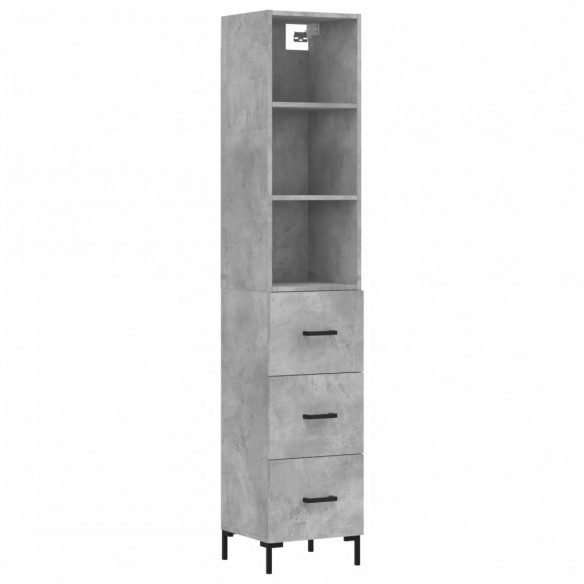 Buffet haut Gris béton 34,5x34x180 cm Bois d'ingénierie