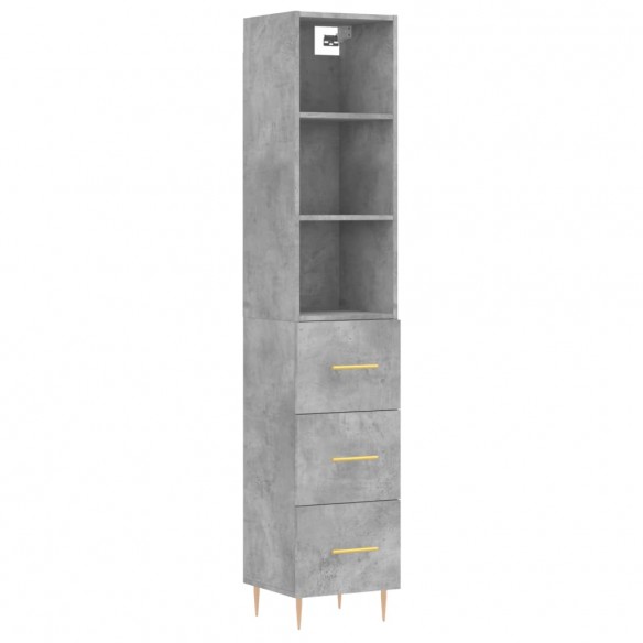 Buffet haut Gris béton 34,5x34x180 cm Bois d'ingénierie