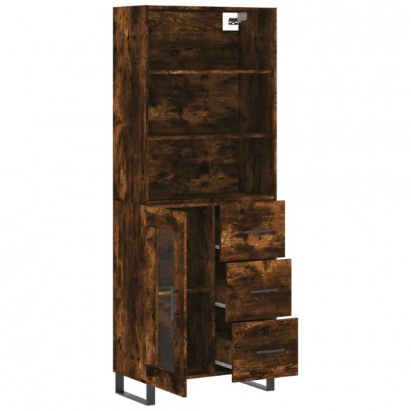 Buffet haut Chêne fumé 69,5x34x180 cm Bois d'ingénierie