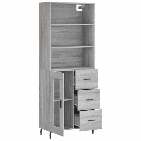 Buffet haut Sonoma gris 69,5x34x180 cm Bois d'ingénierie