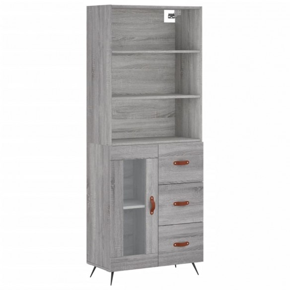 Buffet haut Sonoma gris 69,5x34x180 cm Bois d'ingénierie