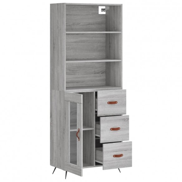 Buffet haut Sonoma gris 69,5x34x180 cm Bois d'ingénierie