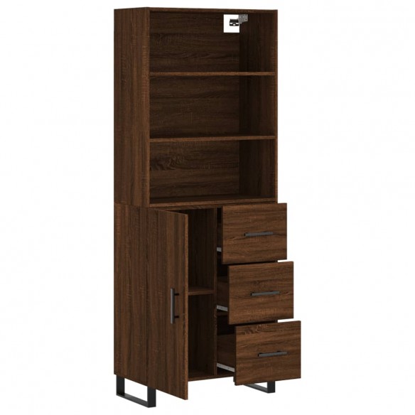 Buffet haut Chêne marron 69,5x34x180 cm Bois d'ingénierie