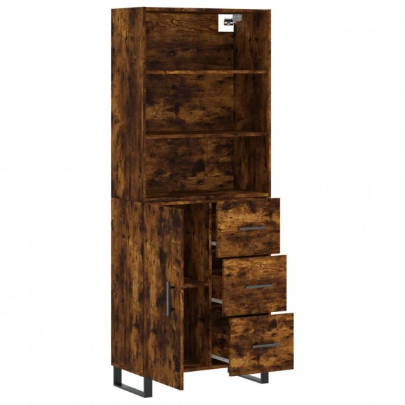 Buffet haut Chêne fumé 69,5x34x180 cm Bois d'ingénierie