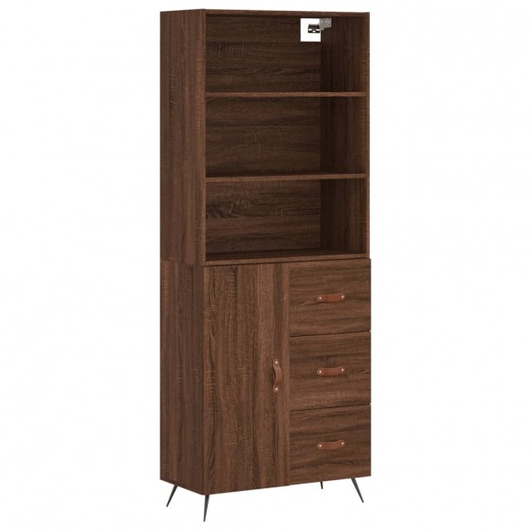 Buffet haut Chêne marron 69,5x34x180 cm Bois d'ingénierie