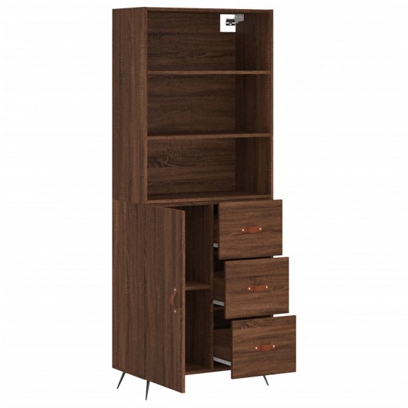 Buffet haut Chêne marron 69,5x34x180 cm Bois d'ingénierie