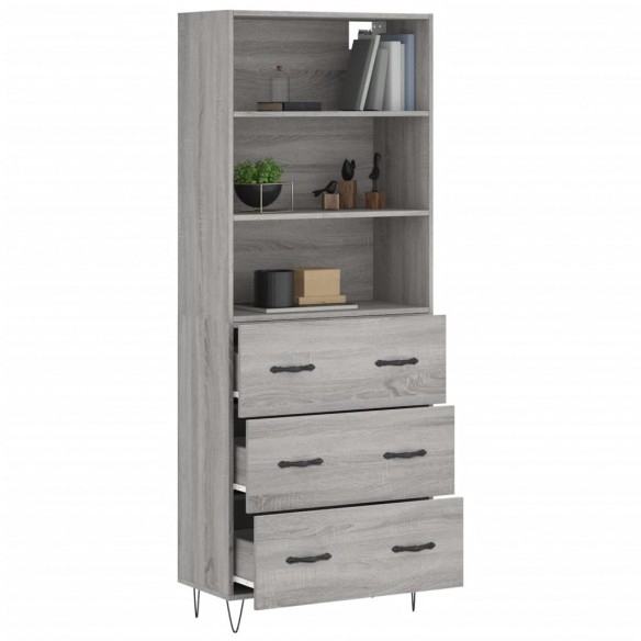 Buffet haut Sonoma gris 69,5x34x180 cm Bois d'ingénierie