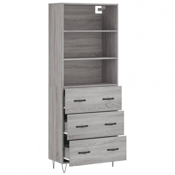 Buffet haut Sonoma gris 69,5x34x180 cm Bois d'ingénierie