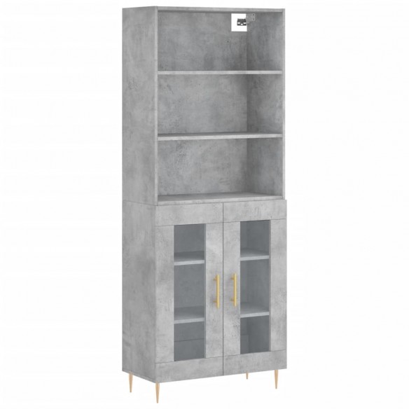 Buffet haut Gris béton 69,5x34x180 cm Bois d'ingénierie