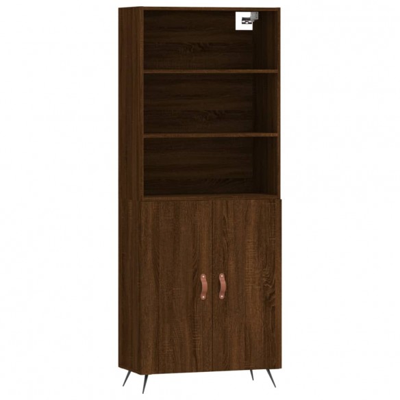 Buffet haut Chêne marron 69,5x34x180 cm Bois d'ingénierie