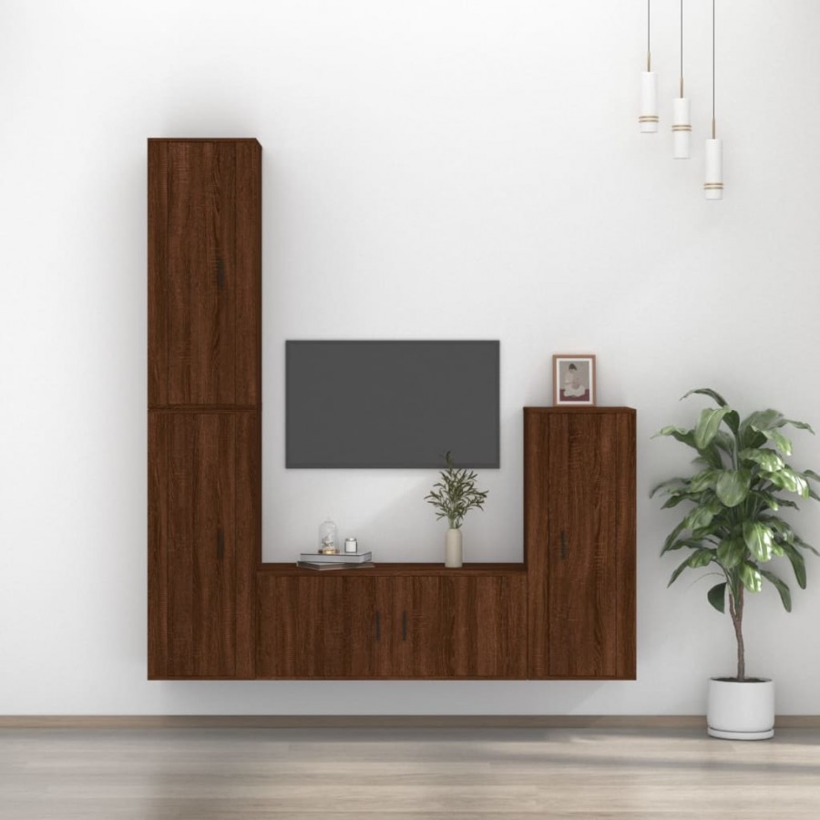 Ensemble de meubles TV 4 pcs Chêne marron Bois d'ingénierie