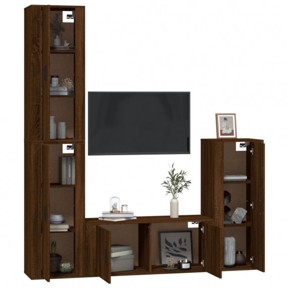 Ensemble de meubles TV 4 pcs Chêne marron Bois d'ingénierie