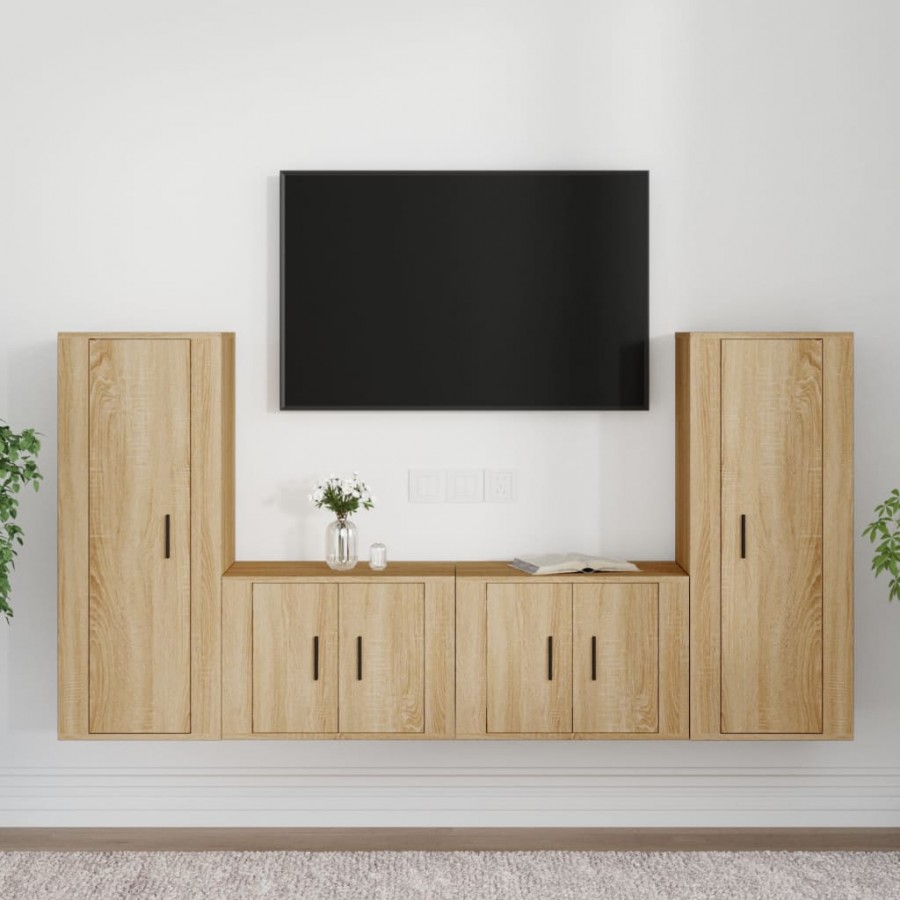 Ensemble de meubles TV 4 pcs Chêne sonoma Bois d'ingénierie