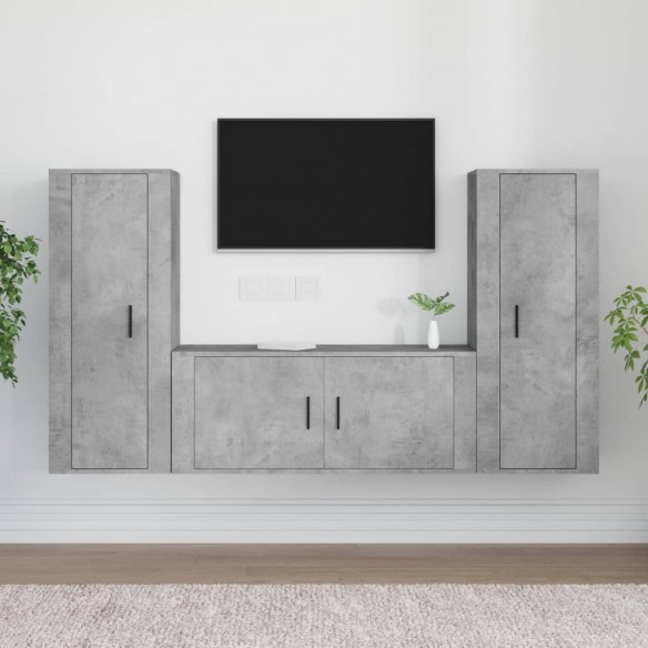 Ensemble de meubles TV 3 pcs Gris béton Bois d'ingénierie