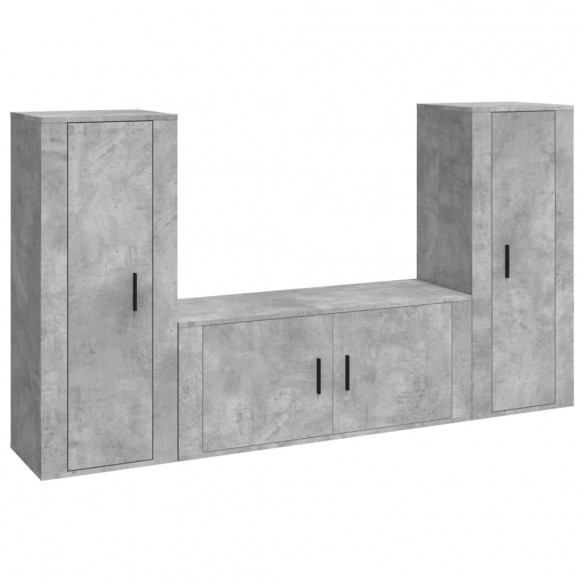 Ensemble de meubles TV 3 pcs Gris béton Bois d'ingénierie