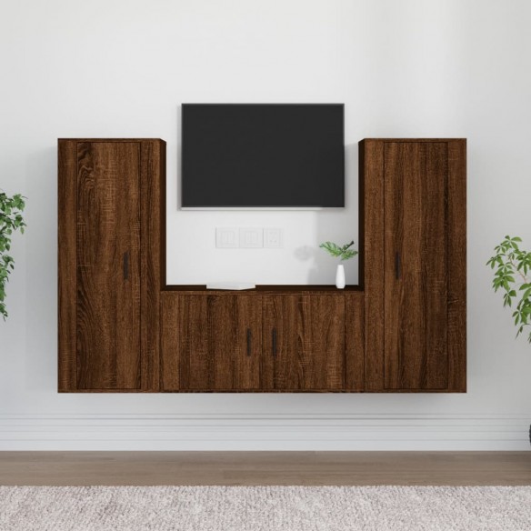 Ensemble de meubles TV 3 pcs Chêne marron Bois d'ingénierie