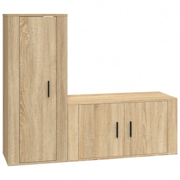 Ensemble de meubles TV 2 pcs chêne sonoma bois d'ingénierie