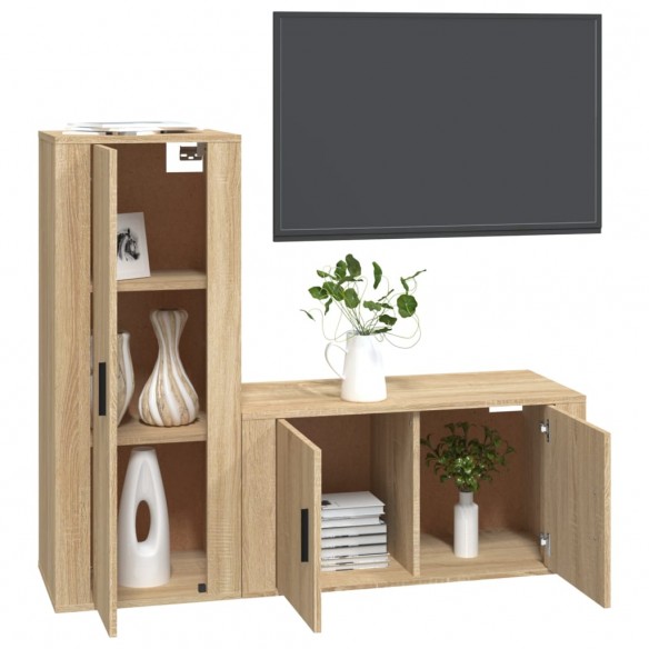 Ensemble de meubles TV 2 pcs chêne sonoma bois d'ingénierie