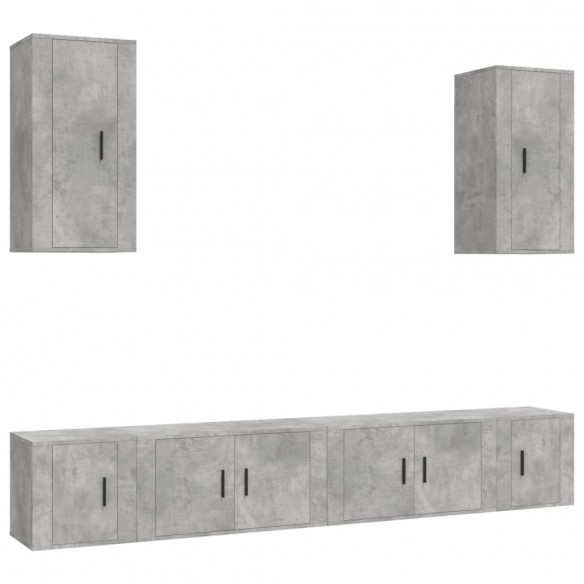 Ensemble de meubles TV 6 pcs Gris béton Bois d'ingénierie