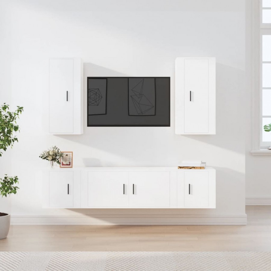 Ensemble de meubles TV 5 pcs Blanc Bois d'ingénierie