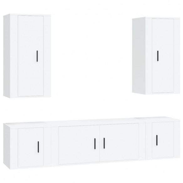 Ensemble de meubles TV 5 pcs Blanc Bois d'ingénierie