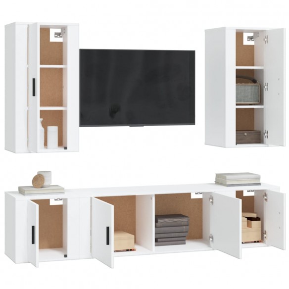 Ensemble de meubles TV 5 pcs Blanc Bois d'ingénierie