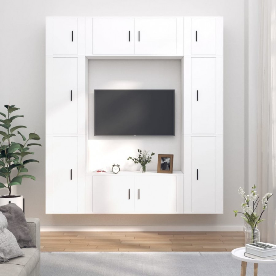 Ensemble de meubles TV 8 pcs Blanc Bois d'ingénierie