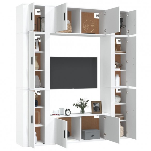 Ensemble de meubles TV 8 pcs Blanc Bois d'ingénierie