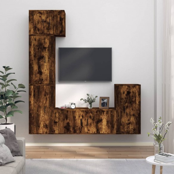 Ensemble de meubles TV 5 pcs Chêne fumé Bois d'ingénierie