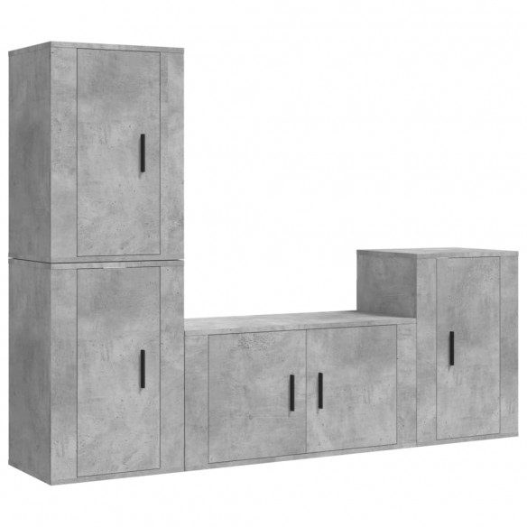 Ensemble de meubles TV 4 pcs Gris béton Bois d'ingénierie