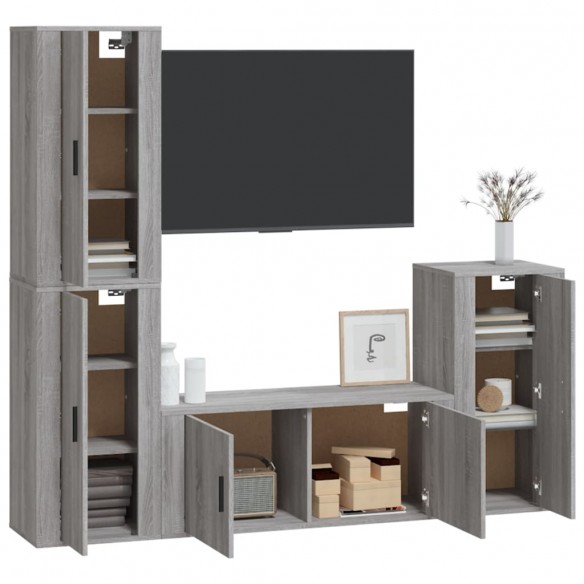 Ensemble de meubles TV 4 pcs Sonoma gris Bois d'ingénierie