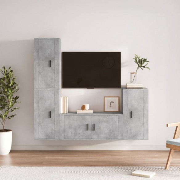 Ensemble de meubles TV 4 pcs Gris béton Bois d'ingénierie